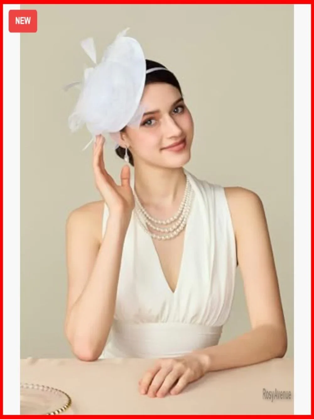 Vintage Fascinator Hat with Long Satin Gloves, One Size, Polyester Mesh Feathers